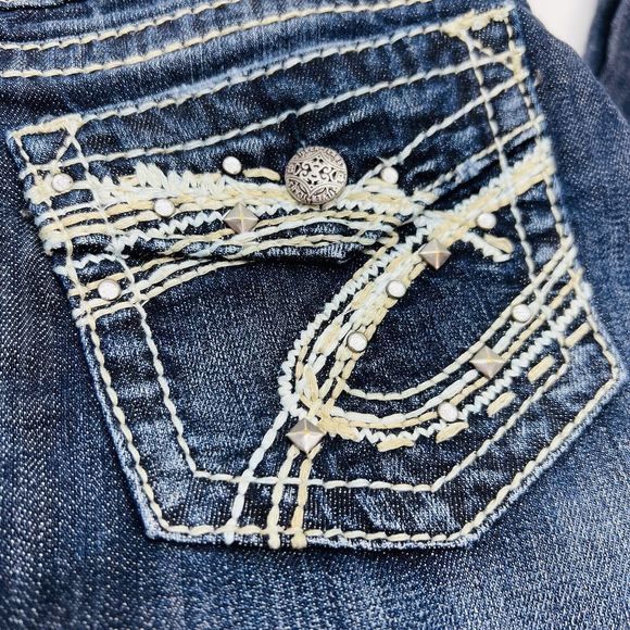 Silver Jeans Size 29 29X31 Natsuki Boot Cut Dark Wash Stretch Flap Pockets - Picture 2 of 7